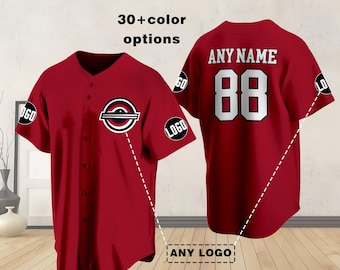 Custom Any Logo baseball jersey, Personalized baseball shirt, Baseball Team Uniforms, Cheerleading Jersey, Custom Trim or Stripe