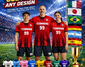 Custom Soccer Jersey for Adult Kid Team Uniform, Personalized Soccer shirt with Team Name Number Logo, 2026 World Cup team jersey