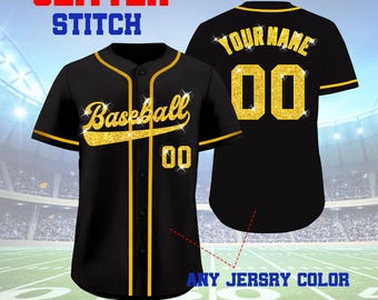 Custom Glitter Baseball Jersey  Personalized Stitched Sequins Baseball jerseys, Team Uniform Cheer Jerseys Gifts for Men Women Kids Fan