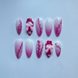 Nezuko Nails//Press on nails//Cute nails//Anime Nails //Demon slayer nails//GelX nails//Cute nails//Handmade nails//Anime