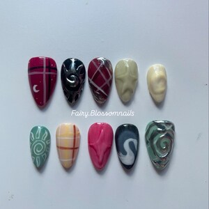 Whimsy Ceramic Nails//Press on nails//Cute nails//Fruit nails//Ceramic nails//Coquette nails//Handmade nails//Whimsy Nails//Vinatge Nails
