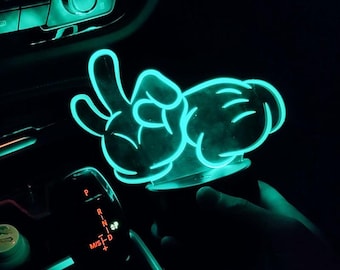 USB LED Cartoon Hand Gesture Car Light – Fun & Aesthetic Ambient Interior Decor