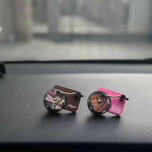 Personalized Mini Record Player Car Air Freshener Clip – Custom Photo Vent Clip | JDM Style Vinyl CD Spinner