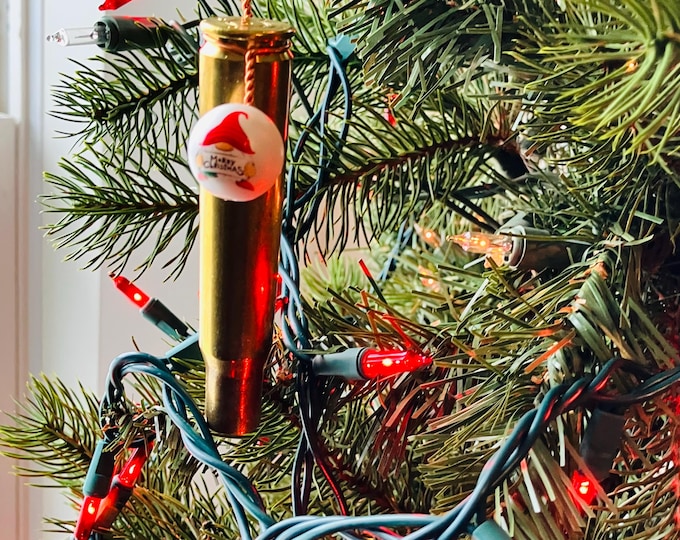 Handmade Fifty Caliber Bullet Gnome Christmas Ornament