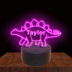 Dinosaur Personalized Custom Made Neon Sign Night Light 16 Colors by Remote