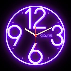 OSQUARE - Reloj de pared de neón flexible con luces LED de colores para decoración del hogar, bar, pub, tienda, habitación, garaje, 10&quot;
