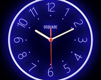 OSQUARE For Man Cave Bar Pub Shop Room Garage Home Decor Decoration Colorful LED Flexible Flex Neon Wall Clock 10"