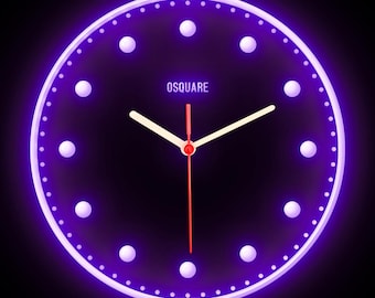OSQUARE For Man Cave Bar Pub Shop Room Garage Home Decor Decoration Colorful LED Flexible Flex Neon Wall Clock 10"