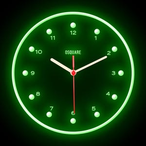 OSQUARE - Reloj de pared de neón flexible con luces LED de colores para decoración del hogar, bar, pub, tienda, habitación, garaje, 10&quot;