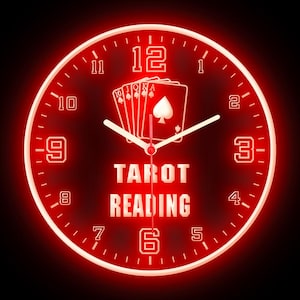 Tarot-Lesekarte Psychic Open Shop Wohnkultur Dekoration Bunte LED Flexible Flex Neon Wanduhr 25 cm