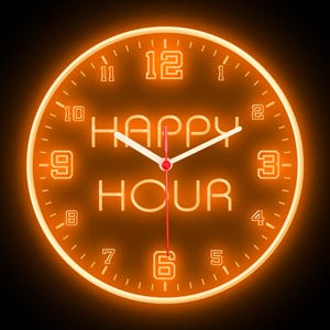 Reloj de pared de neón flexible con luces LED de colores, decoración del hogar, bar, pub, cerveza, hora feliz, cueva de hombre, 10&quot;