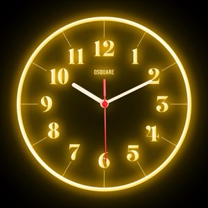 OSQUARE - Reloj de pared de neón flexible con luces LED de colores para decoración del hogar, bar, pub, tienda, habitación, garaje, 10&quot;