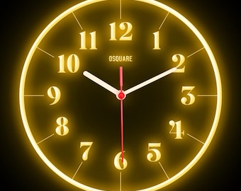 OSQUARE For Man Cave Bar Pub Shop Room Garage Home Decor Decoration Colorful LED Flexible Flex Neon Wall Clock 10"