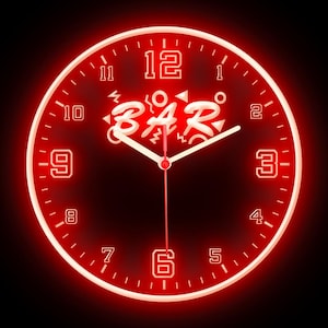Reloj de pared de neón flexible con luces LED de colores para decoración del hogar, bar, cócteles, cerveza, pub, cueva de hombre, 10&quot;