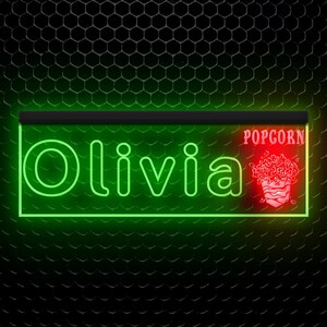 Popcorn Bar Shop Cafe Custom Name Neon Sign Home Decor Gifts Personalized illuminated Led Sign Light Dual Color Two Colors