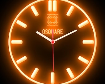 OSQUARE For Man Cave Bar Pub Shop Room Garage Home Decor Decoration Colorful LED Flexible Flex Neon Wall Clock 10"