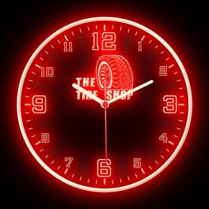 The Tire Shop Auto Service Home Decor Decoration Colorful LED Flexible Flex Neon Wall Clock 10"