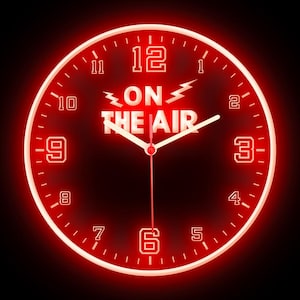 On The Air Recording Studio Audio Room Shop Office Home Decor Colorful LED Flexible Flex Neon Wall Clock 10&quot;