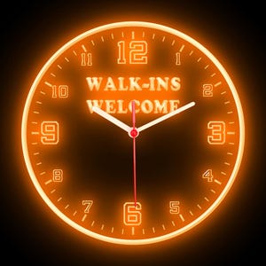 Walk Ins Welcome Restaurant Bar Cafe Shop Store Colorful LED Flexible Flex Neon Wall Clock 10"