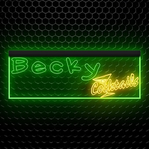 Cocktails Open Bar Pub Club Benutzerdefinierter Name Leuchtreklame Wohnkultur Geschenke Personalisierte LED-Leuchtschild Licht Zweifarben zwei Farben
