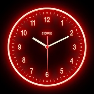 OSQUARE - Reloj de pared de neón flexible con luces LED de colores para decoración del hogar, bar, pub, tienda, habitación, garaje, 10&quot;
