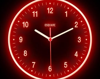 OSQUARE For Man Cave Bar Pub Shop Room Garage Home Decor Decoration Colorful LED Flexible Flex Neon Wall Clock 10"