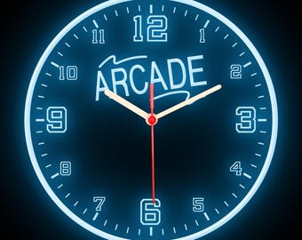 Arcade Game Room Home Decor Man Cave Shop Store Colorful LED Flexible Flex Neon Wall Clock 10"