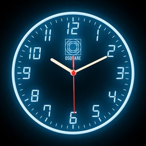 OSQUARE - Reloj de pared de neón flexible con luces LED de colores para decoración del hogar, bar, pub, tienda, habitación, garaje, 10&quot;