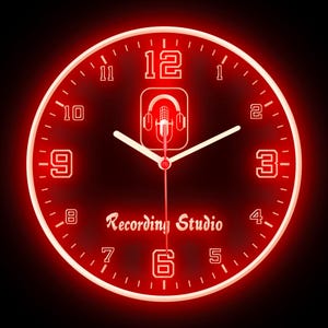 Recording Studio On Air Audio Room Home Decor Colorful LED Flexible Flex Neon Wall Clock 10&quot;