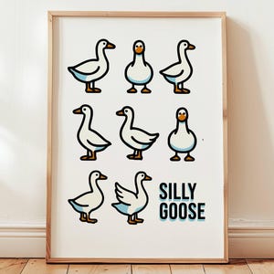 Silly Goose Wall Art Print | Funny Goose Poster for Animal Lovers | Silly Goose Gift | Quirky Kitchen Wall Art | Fun Kids Room Decor