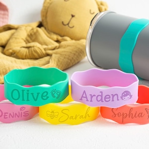 Bottle Bands for Kid, Personalized Bottle Labels,Cup Label Bands, Sippy Cup Label, Bottle Band Silicone,Sport Bottle Label, EngravedBandGift