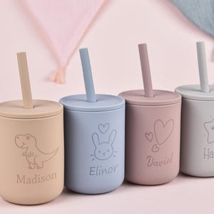 Baby Silicone Sippy Cup, Custom Name Silicone Sippy Cup, Personalized  7oz, Engraved Toddler Training Cup Baby Gift
