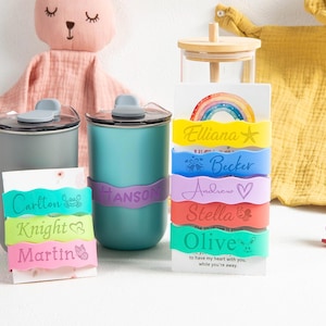 Personalized Bottle labels,Bottle Bands for Kid,Cup label bands,Sippy cup label,Water bottle label,Sport bottle label,Engraved Band Gift