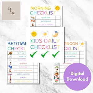 Quadro de responsabilidades diárias para crianças, rotina diária para impressão, lista de verificação matinal, rotina vespertina, cronograma de hora de dormir, quadro de tarefas visuais