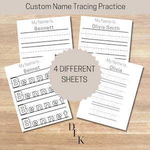 Name Tracing Personalized Printable, Custom Name Writing Download, PreK Name Tracing, Kindergarten My Name Worksheet, Homeschool Printable