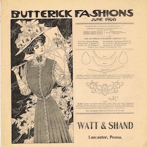 Digital Download Butterick Fashion Flyer June 1908 Small Sewing Pattern Catalog