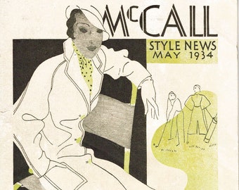 Digital Download 1930s McCall Fashion News 32 Page Flyer May 1934 Sewing Pattern Catalog