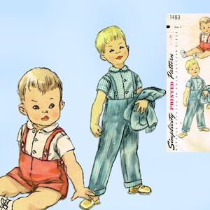 1950s Vintage Simplicity Sewing Pattern 1483 Baby Boy&#39;s 3 Piece Suit Size 3