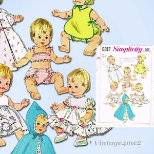 1960s Vintage Simplicity Sewing Pattern 6817 Ginny Baby 12 Inch Doll Clothes