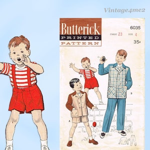 1950s Vintage Butterick Sewing Pattern 6035 Uncut Toddler Boys Suit Size 4