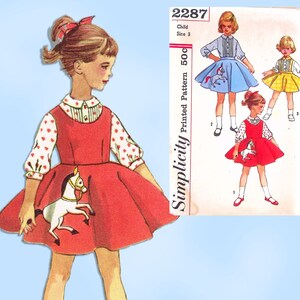 1950s Vintage Simplicity Sewing Pattern 2287 Toddler Girls Poodle Skirt Size 3