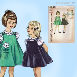 Simplicity 4246: 1960s Tot Dress Vintage Sewing Pattern Flower Pot Pockets Sz5