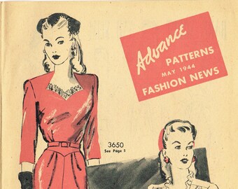 Digital Download Advance Fashion Flyer May 1944 Small Sewing Pattern Catalog