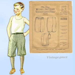 McCall 2217: 1920s Rare Uncut Older Boys Knickers Size 14 Vintage Sewing Pattern