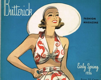 1930s Digital Download Butterick Early Spring 1936 Fashion Magazine Pattern Book Catalog