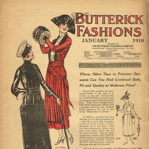 Digital Download Butterick Fashion Flyer January 1918 Edwardian Sewing Pattern Catalog