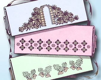 1960s Uncut Aunt Marthas Embroidery Transfer 3537 Arbor and Flowers Pillowcases