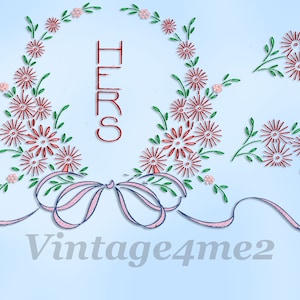 1950s Vintage Vogart Embroidery Transfer 670 Uncut Floral Pillowcase Linens