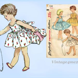 1950s Vintage Simplicity Sewing Pattern 1149 Sweet Toddler Girls Sun Dress Size 5