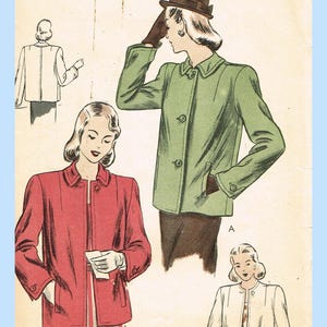 Vogue 5450: 1940s Stylish Misses Boxy WWII Coat Sz 36 B Vintage Sewing Pattern
